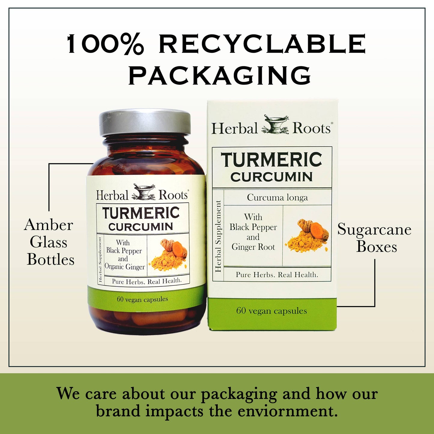 Herbal Roots Turmeric Curcumin Capsules - Certified Organic