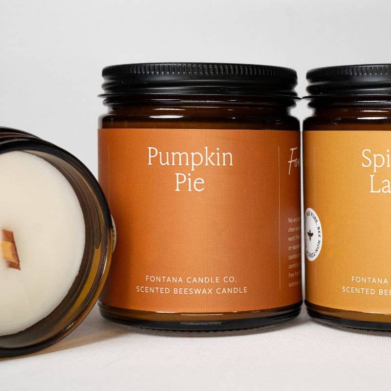 Pumpkin Pie Essential Oil Beeswax Jar Candle: Non-Toxic