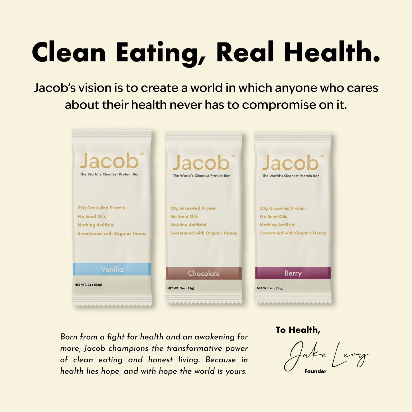 Jacob Protein Bar - Grass-Fed Organic Protein Snack Bar
